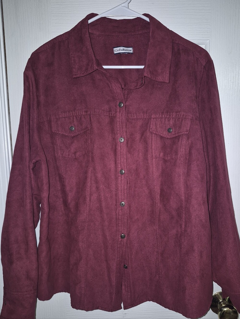 Croft & Barrow Burgundy Faux Suede Jacket - Size L / XL